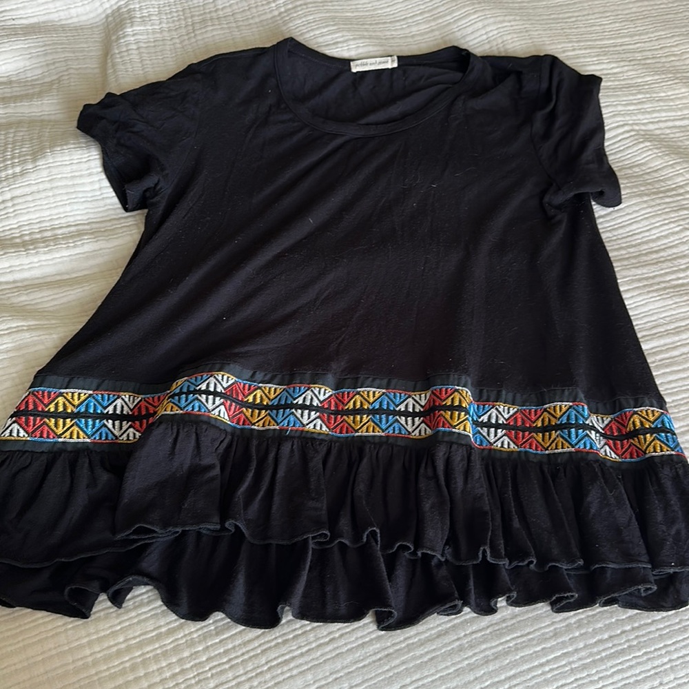 PEBBLE AND STONE STITCHED PEPLUM TOP